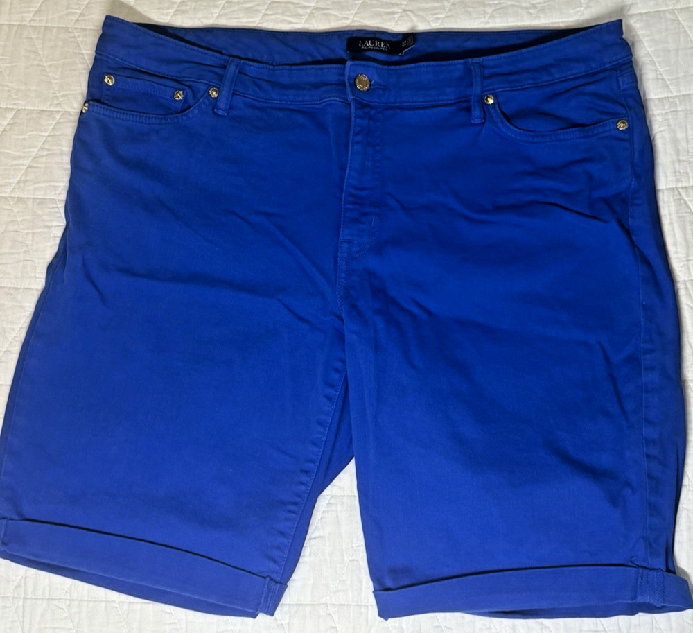 LAUREN Ralph Lauren Cuffed Denim Bermuda Shorts In Sapphire Star Wash size 20W